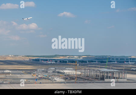 Luftbild der Neuen Flughafen Istanbul in der Türkei Stockfoto