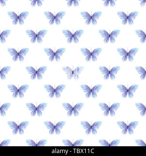 Indigo Monarch Schmetterlinge nahtlose Muster Stockfoto