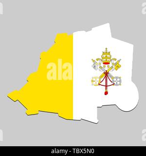 Karte von Vatikan mit National Flagge. Vector Illustration. Stock Vektor