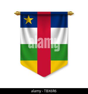 3d realistische Wimpel mit Flagge Zentralafrikanische Republik. Vector Illustration Stock Vektor