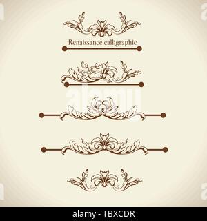 Vektor kalligrafischer Designelemente, Seite Dekor, Trennwände und verzierten headpieces Stock Vektor