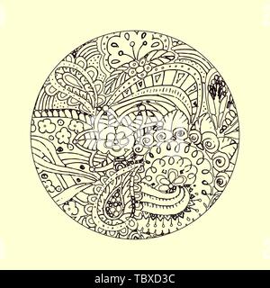 Mandala Ornament. Dekorative doodles in zentangle Stil. Vektor Seite Vorlage für Malbuch. Stock Vektor