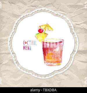 Cocktail Abbildung, Vektor Hand gezeichnet im Menü Objekt Stock Vektor