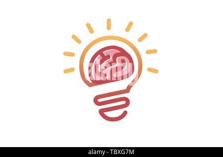 Helle Gehirnlampe Logo Symbol Design Illustration Stock Vektor