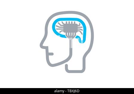 Memory Human Brain Logo Vektor Symbol Design Illustration Stock Vektor