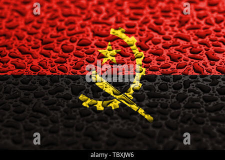Flagge von Angola aus Wassertropfen. Hintergrund Prognose Konzept. Stockfoto