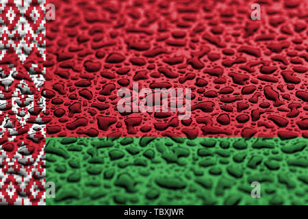 Flagge von Belarus aus Wassertropfen. Hintergrund Prognose Konzept. Stockfoto