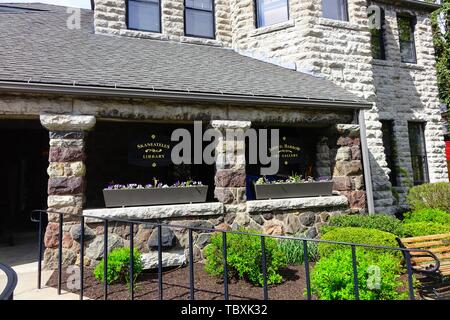 Haus aus Stein mit Bibliothek und Kunstgalerie, Skaneateles, New York Stockfoto