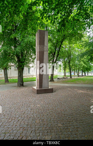 Vilnius, Litauen. Mai 2019. Das Denkmal vor dem ehemaligen KGB-Gebäude, das heute das Museum der Opfer des Genozids Stockfoto