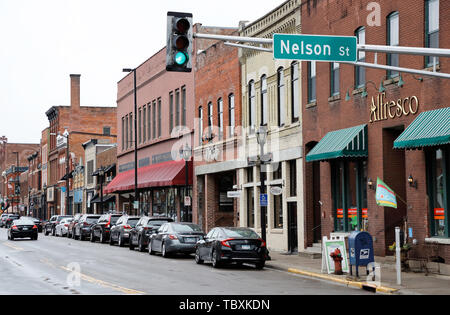 Die Hauptstraße von historischen Stillwater Auf der St. Croix River. der Geburtsort von Minnesota. Washington County. Minnesota. USA Stockfoto