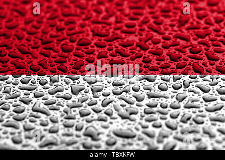 Nationalflagge von Monaco aus Wassertropfen. Hintergrund Prognose Konzept. Stockfoto