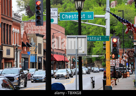 Die Hauptstraße von historischen Stillwater Auf der St. Croix River. der Geburtsort von Minnesota. Washington County. Minnesota. USA Stockfoto