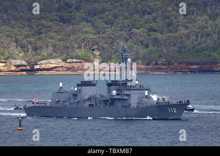 JS Makinami takanami Klasse Zerstörer der Japan Maritime Verteidigung-kraft Abfahrt Sydney Hafen. Stockfoto