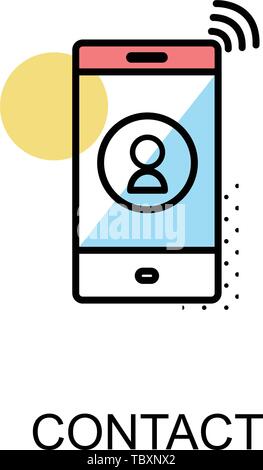 Symbol "Kontakt und Handy auf weißem Hintergrund mit Illustration Design. Vektor Stock Vektor