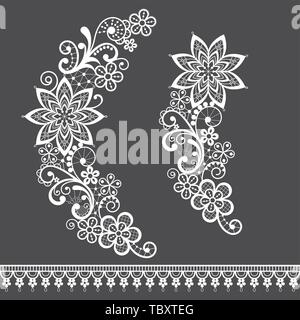 Retro Blumenmuster Spitze Hälfte Kranz Vektor pattern - Dekorative Spitze Design Collection, Retro durchbrochene Hintergrund Stock Vektor