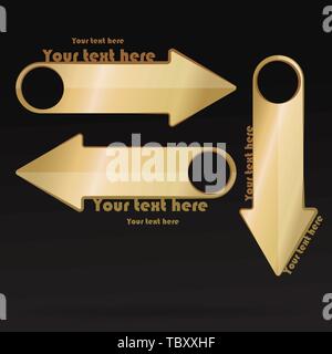 Goldene Pfeile Sammlung für Web und Print Dekoration, Luxus Elegantes Set für Banner und flayers, Logoschriftzug Elemente Stock Vektor