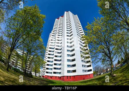 Hochhaus, Zwickauer Damm 12, Gropiusstadt, Neukölln, Berlin, Deutschland, Wohnhochhaus, Zwickauer Damm 12, Deutschland Stockfoto