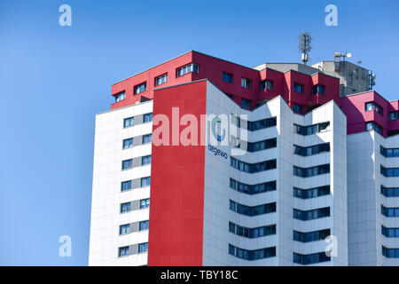 Hochhaus, Zwickauer Damm 12, Gropiusstadt, Neukölln, Berlin, Deutschland, Wohnhochhaus, Zwickauer Damm 12, Deutschland Stockfoto