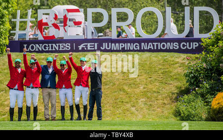 In Langley, British Columbia, KÖNNEN. 2. Juni 2019. Team Mexiko wirft vor dem LONGINES FEI Jumping Nationen CupÂª von Kanada für Thunderbird Show Park am 2. Juni 2019 in Langley BC Kanada. Credit: Cara Grimshaw/ZUMA Draht/Alamy leben Nachrichten Stockfoto