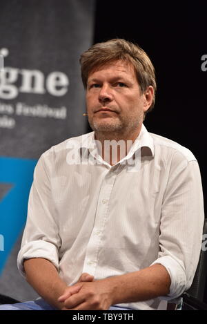 Köln, Deutschland. 03 Juni, 2019. Der Autor und Grüne Politiker Robert Habeck liest und diskutiert Am 7. phil. Köln, die größte deutsche Philosophie Festival. Credit: Horst Galuschka/dpa/Horst Galuschka dpa/Alamy leben Nachrichten Stockfoto