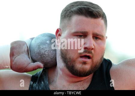 Juni 3, 2019 - Prag, Tschechische Republik - JOE KOVACS der USA im Kugelstoßen Männer an der Josef Odlozil Memorial athletische Classic Konferenz EA Premium in Prag in der Tschechischen Republik. (Bild: © Slavek Ruta/ZUMA Draht) Stockfoto