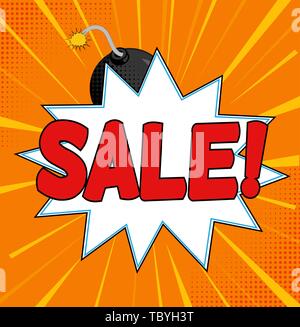 Verkauf Hintergrund mit Sprechblase im Pop Art Stil. Vector Illustration Stock Vektor