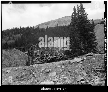 Mary Murphy Schacht Haus Blick von Nordosten. Mary Murphy Mining Complex, Bergwerkstollen Haus, Stadt aus Eisen (historischen), Chaffee County, CO Stockfoto