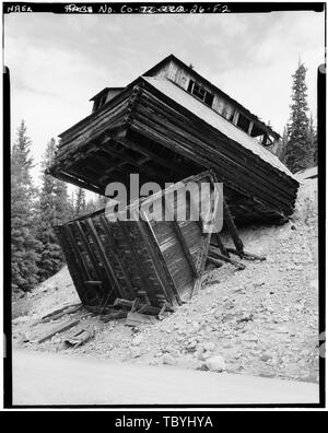 Mary Murphy Erz Bin und Rutsche Blick aus Nordosten. Mary Murphy Mining Complex, Mine Erz Bin und Rutsche, Stadt aus Eisen (historischen), Chaffee County, CO Stockfoto