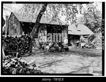 Mai 1960 ANHÄNGSEL GEBÄUDE ANGEBRACHT ZU SCHMIEDE Farley Schmiede, 82 Memorial Parkway (zu Johnson Park, Ilmenau bewegt), New Brunswick, Middlesex County, New Jersey Stockfoto