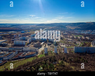 Blick über Jena von der Lobdeburg Stockfoto