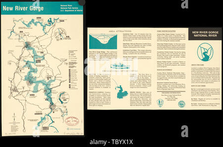 Englisch: Deckt die New River Gorge National River, den Gauley River National Recreation Area und die bluestone National Scenic River. Touristische Informationen und col. ill. Auf der Rückseite. Auch verfügbar in der Bibliothek des Kongresses Website als Rasterbild. New River Gorge National River Stockfoto