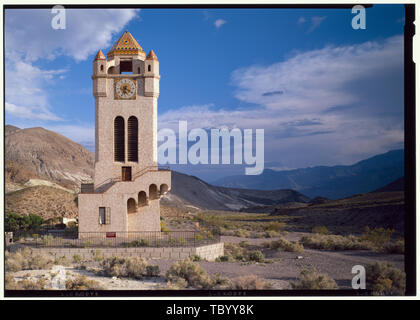 Norden Elevation und Aussicht Tal Death Valley Ranch, Chimes Tower, Death Valley Junction, Inyo County, CA Stockfoto