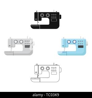 Elektrische Nähmaschine. Nähen und Ausrüstung single Symbol im Cartoon, schwarze Art Vektor Symbol lieferbar Abbildung. Stock Vektor