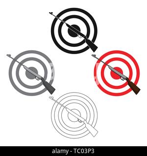 Waffe und Ziel. Schießstand in einem Vergnügungspark Vergnügungspark einzelnen Symbol im Cartoon, schwarze Art Vektor Symbol lieferbar web Abbildung. Stock Vektor