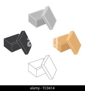 Boxing, Umhüllung, Fall, und anderes Symbol in Cartoon, schwarze Art.-Box, Container, Paket Symbole in Sammlung Stock Vektor