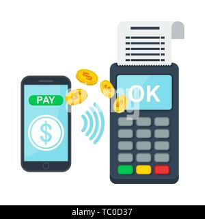 Das kontaktlose Bezahlen mit Hilfe von RFID und NFC-Technologie Stock Vektor