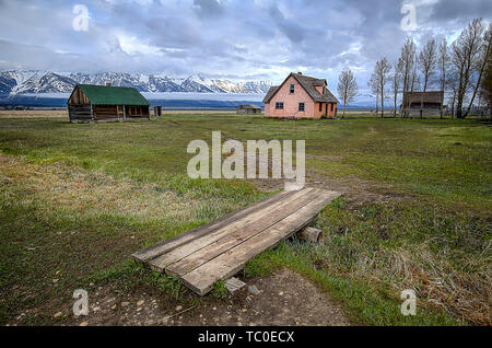 Die weniger fotografiert alten Haus am Mormon Zeile im Grand Teton National Park in Wyoming. Stockfoto