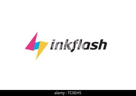 Tinte Bunte Flash Symbol Logo Vektor Symbol Design Illustration Stock Vektor