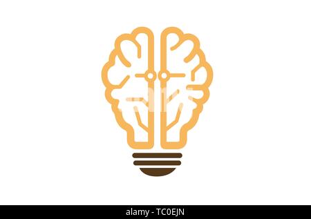 Intelligence Brain Lamp Symbol Logo Design Illustration Stock Vektor