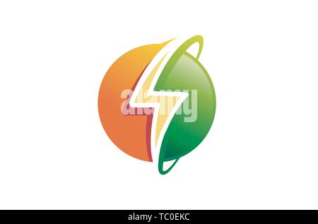 Flash Planet Circle Thunder Logo Vektorgrafik Stock Vektor