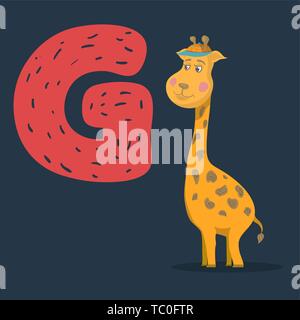 Giraffe vektor Charakter mit dem Buchstaben G Stock Vektor