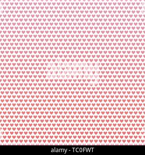 Dichten rosa bis roten Gradienten Zeilen der Herzen in Backstein Konstruktion wiederholen. Die nahtlose Vektor geometrische Muster auf weißem Hintergrund. Toll für Valentinstag, Geburtstag Stock Vektor