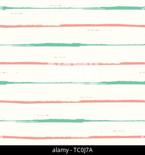 Hand orange und teal Aquarell horizontalen Streifen geometrischen Design gezeichnet. Geräumige nahtlose Vektor Muster auf weißem Hintergrund. Perfekt für Wellness Stock Vektor
