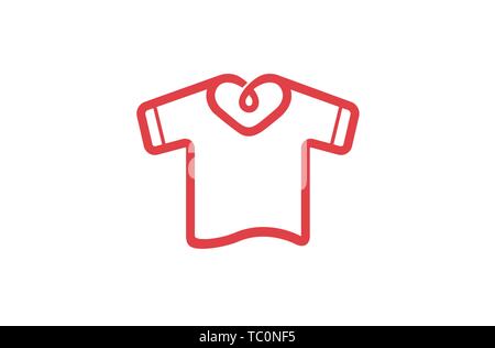 Kreative einzigartige Herz-Ausschnitt T-Shirt-Design Logo Vektor Illustration Stock Vektor