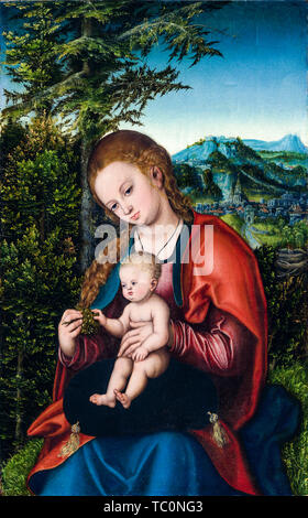 Lucas Cranach der Ältere, Madonna mit dem Kind in einer Landschaft, Portrait Malerei, ca. 1518 Stockfoto