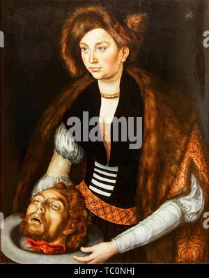 Lucas Cranach der Ältere, Salome mit dem Kopf Johannes des Täufers, Portrait Malerei, ca. 1510 (Lissabon), Katharina von Sachsen als Salome Stockfoto