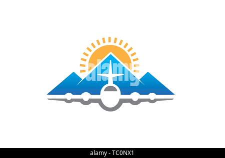 Mountain Airplane Creative Air Design Logo Vektor Symbol Illustration Stock Vektor