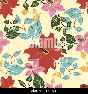 Vektor Zusammenfassung Hintergrund Blumen nahtlose Muster Stock Vektor