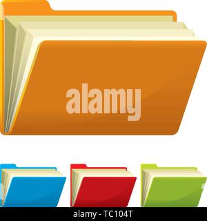 Vector Illustration. Halb geöffneten Ordner 3D-Symbol in verschiedenen Farben. Stock Vektor