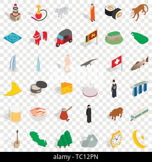 Islam Symbole gesetzt, isometrische Stil Stock Vektor